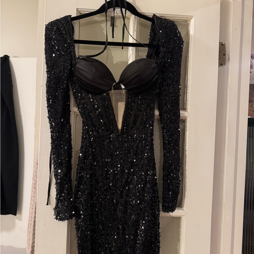 miss circle melina black long sleeve dress - Picture 2 of 5